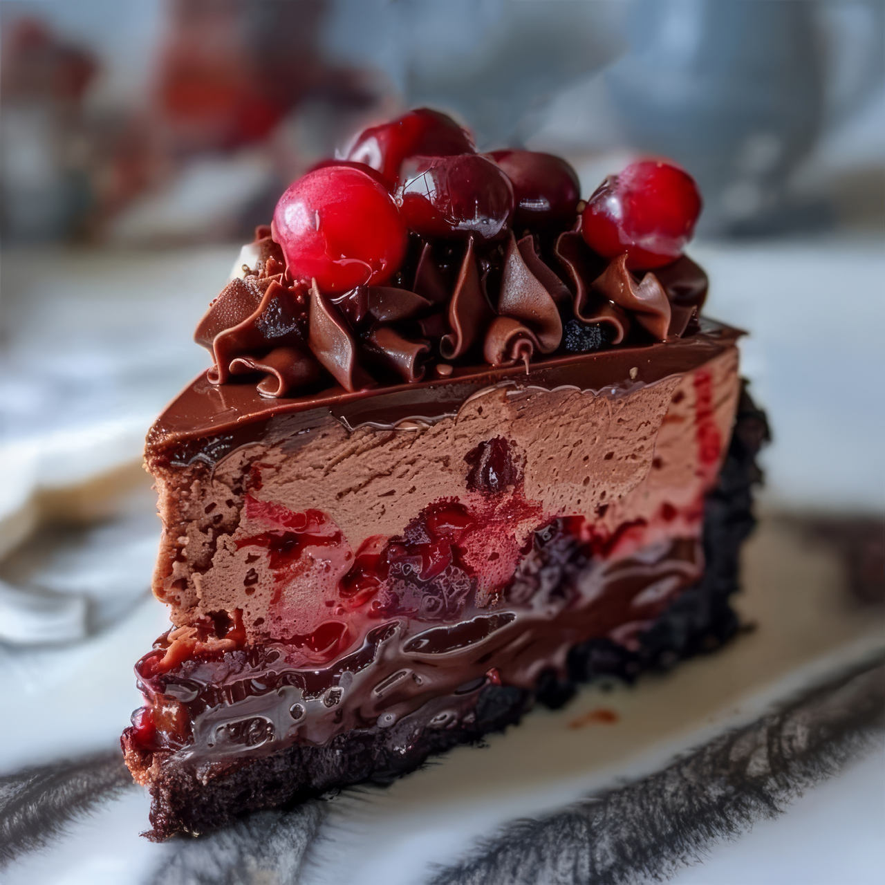 Tort de ciocolată, rom și vișine