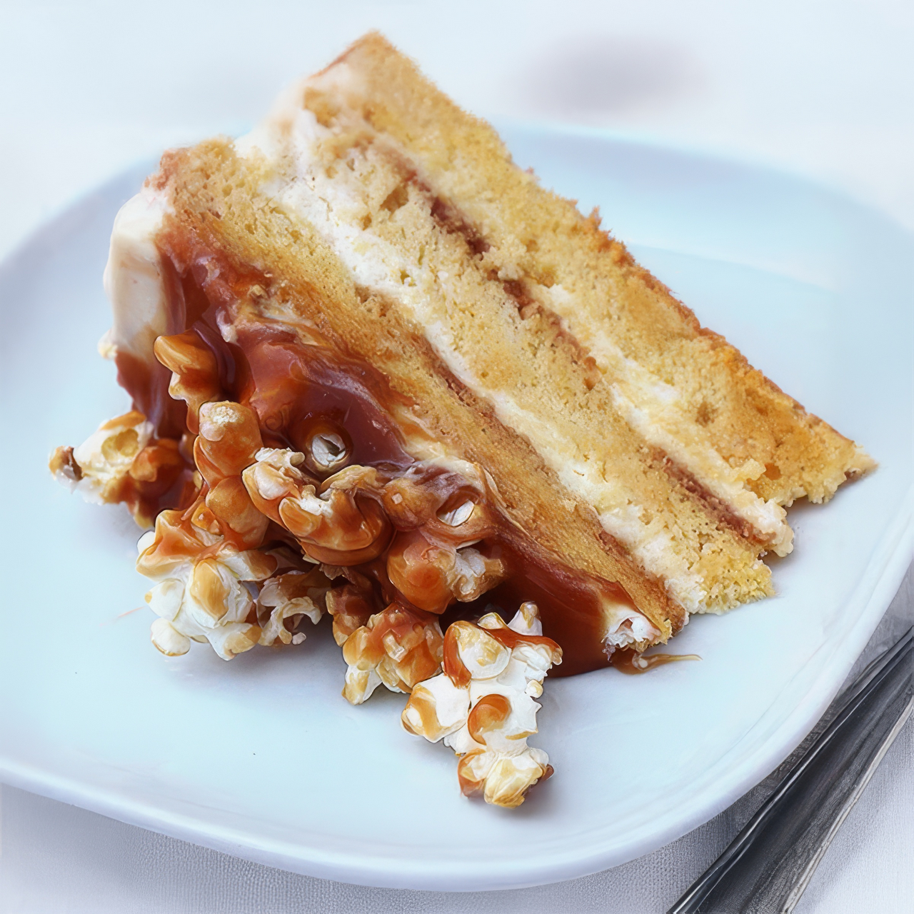 Tort de ciocolată albă, caramel și alune de pădure