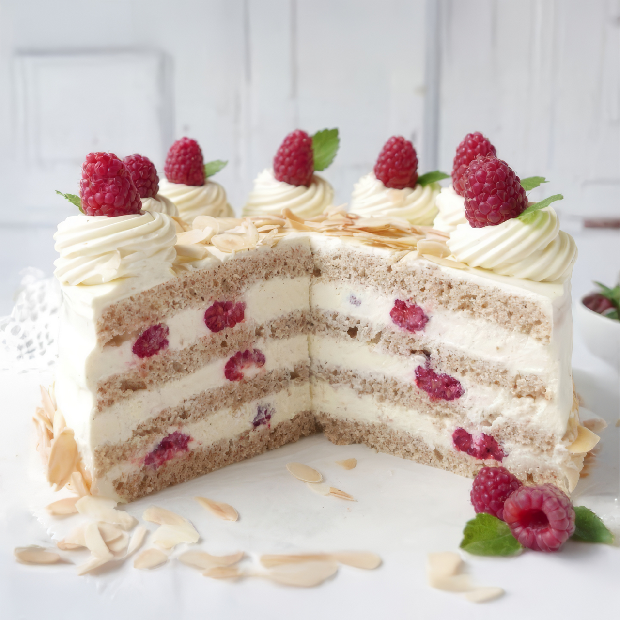 Vaníliás málnás torta